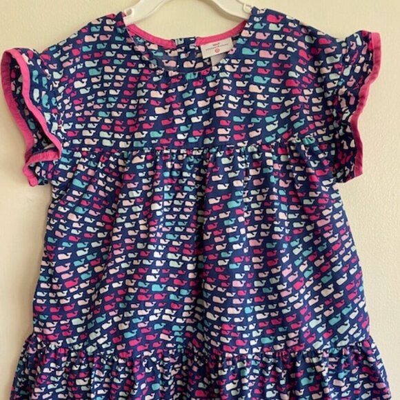 VINEYARD VINES School of Whales Crewneck Dress Blue/Pink - Picture 3 of 15